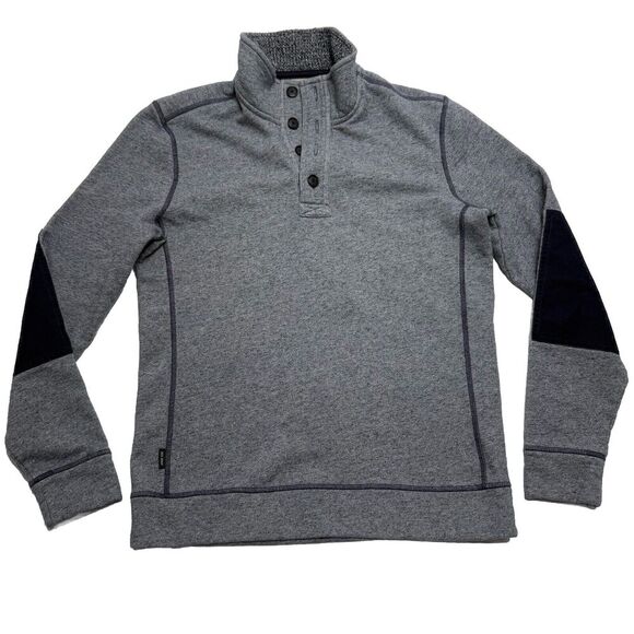 Jack Spade 1/4 Button Pullover Sweater Mens Medium Gray Long Sleeve Cotton Blend - Picture 1 of 9